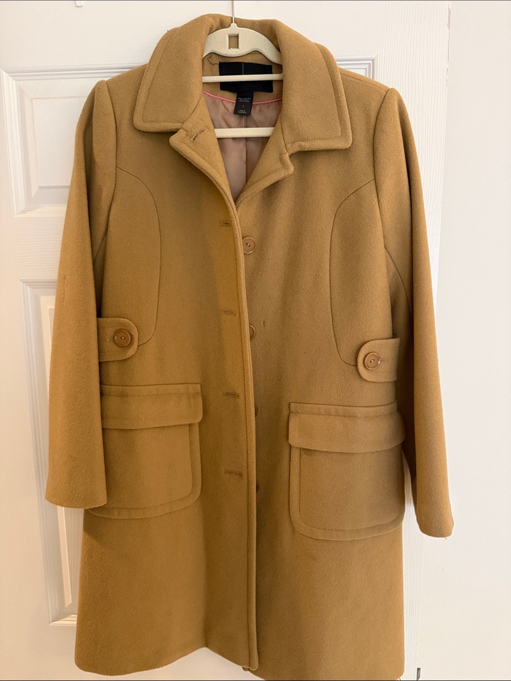Tan Peacoat Knee-Length